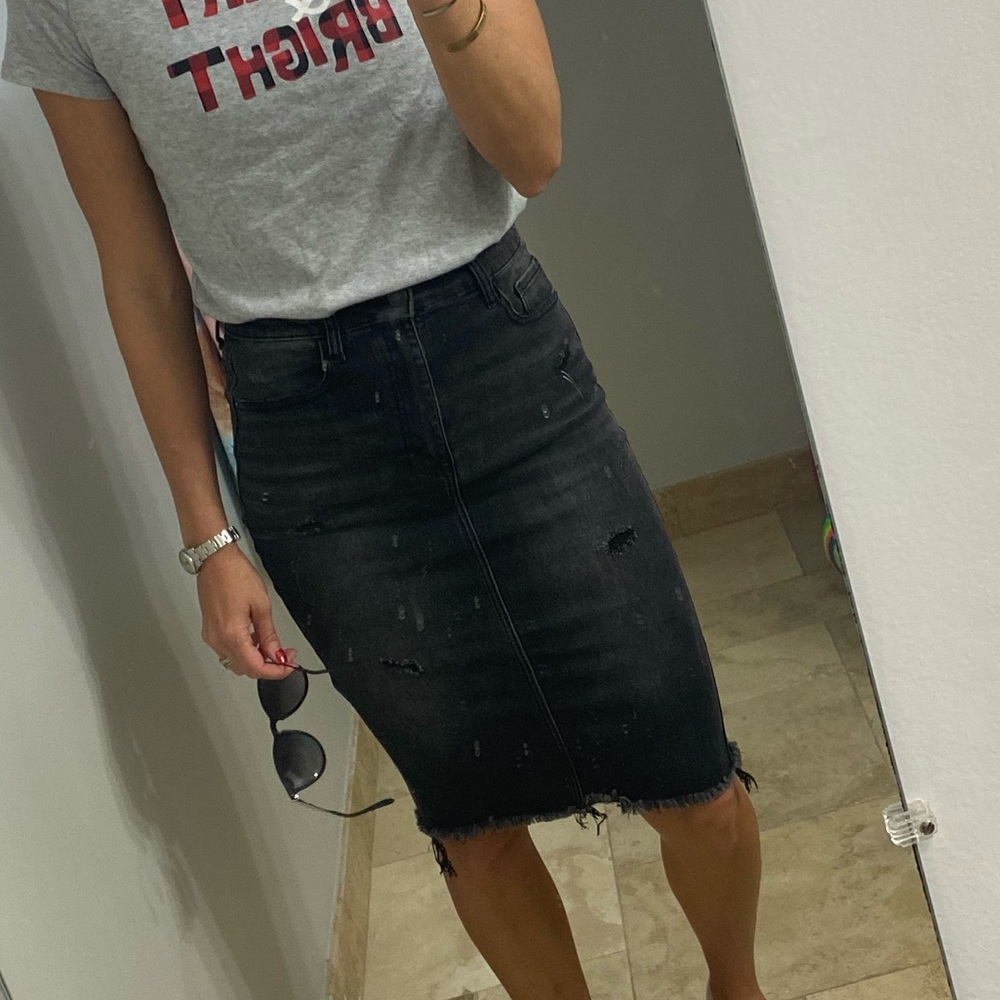Black denim skirt